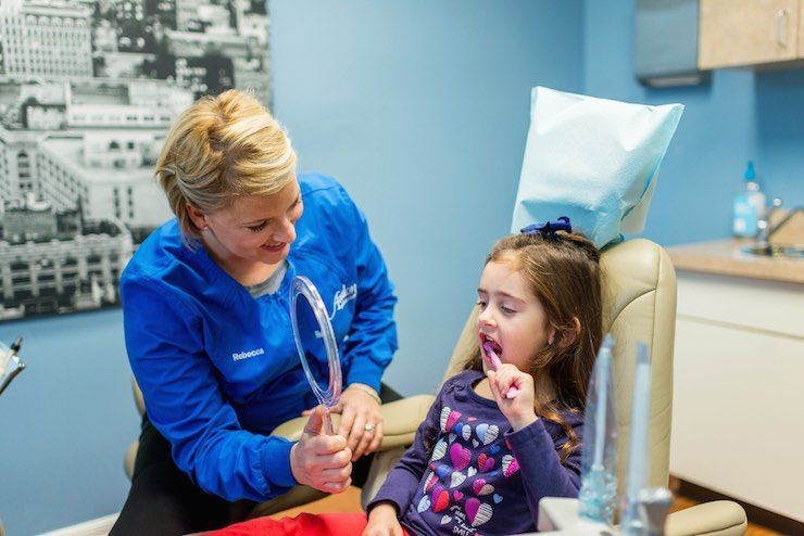 Little Girl During a Check-up at Pediatric Dentistry Sugar Land TX