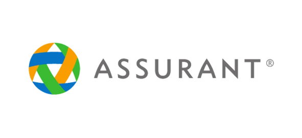 Assurant company logo featuring colorful circular design with gray text wordmark