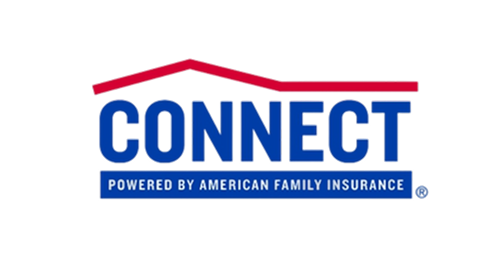 CONNECT logo powered by American Family Insurance, dental provider partnership branding.